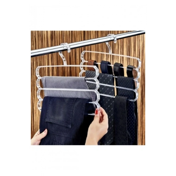 Şeffaf Plastik Pantalon Eşarp Askısı 4 Katlı
