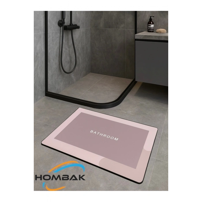Pembe Sihirli Su Emici Banyo Paspası Kaymaz Tabanlı Abdest Paspası 3,5 Mm 40x60
