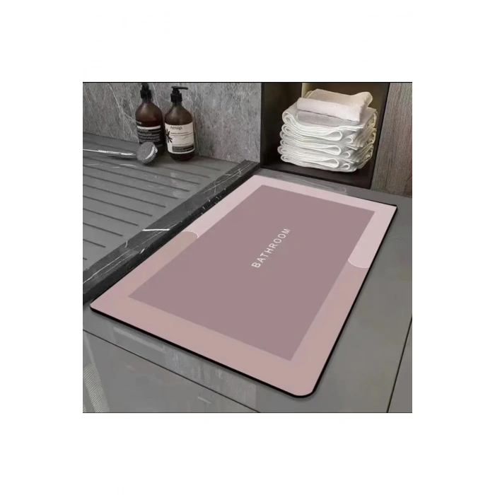 Pembe Sihirli Su Emici Banyo Paspası Kaymaz Tabanlı Abdest Paspası 3,5 Mm 40x60