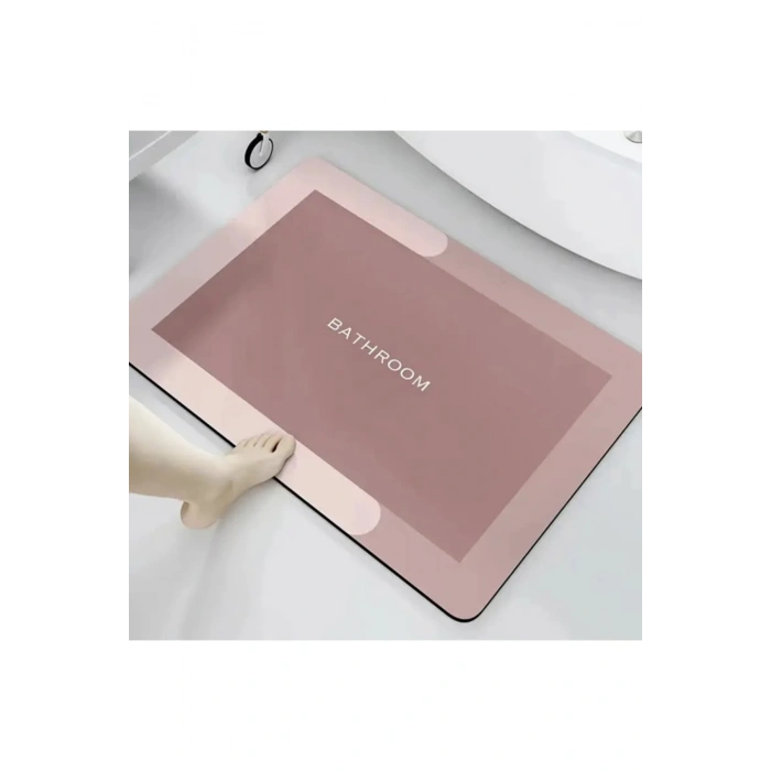 Pembe Sihirli Su Emici Banyo Paspası Kaymaz Tabanlı Abdest Paspası 3,5 Mm 40x60