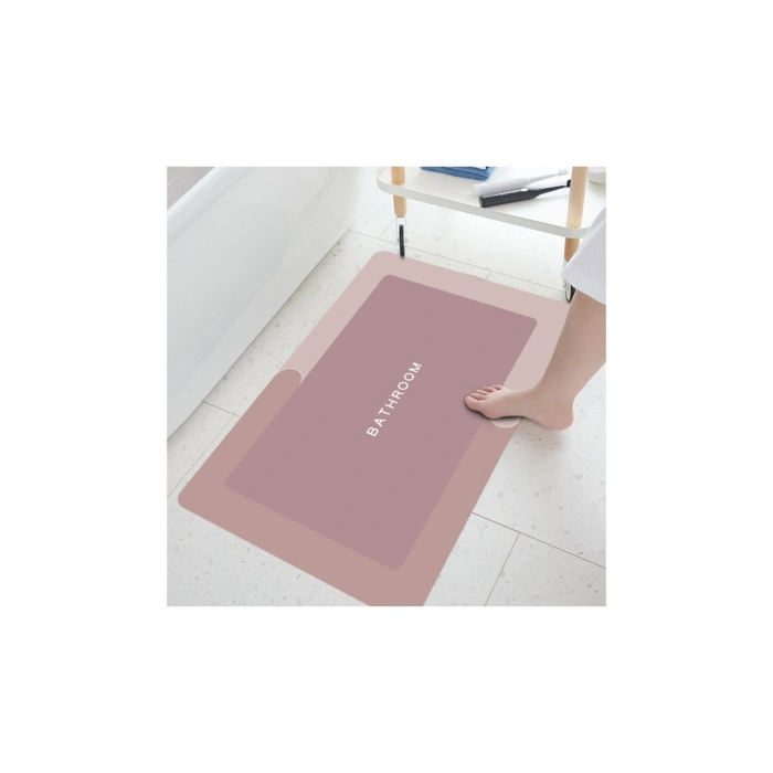 Pembe Sihirli Su Emici Banyo Paspası Kaymaz Tabanlı Abdest Paspası 3,5 Mm 40x60