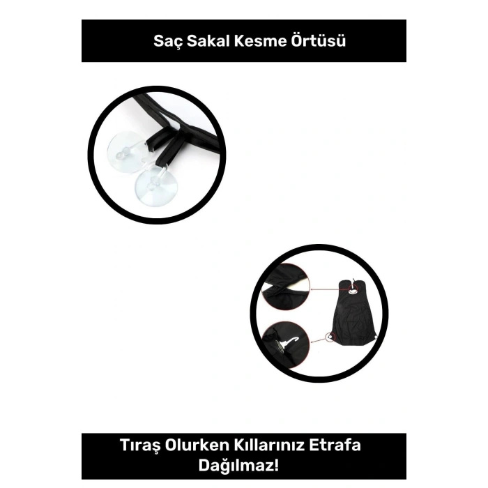 Pratik Vakumlu Aynaya Yapıştırma Aparatlı Evde Saç Sakal Kesme Beyaz Tıraş Örtüsü