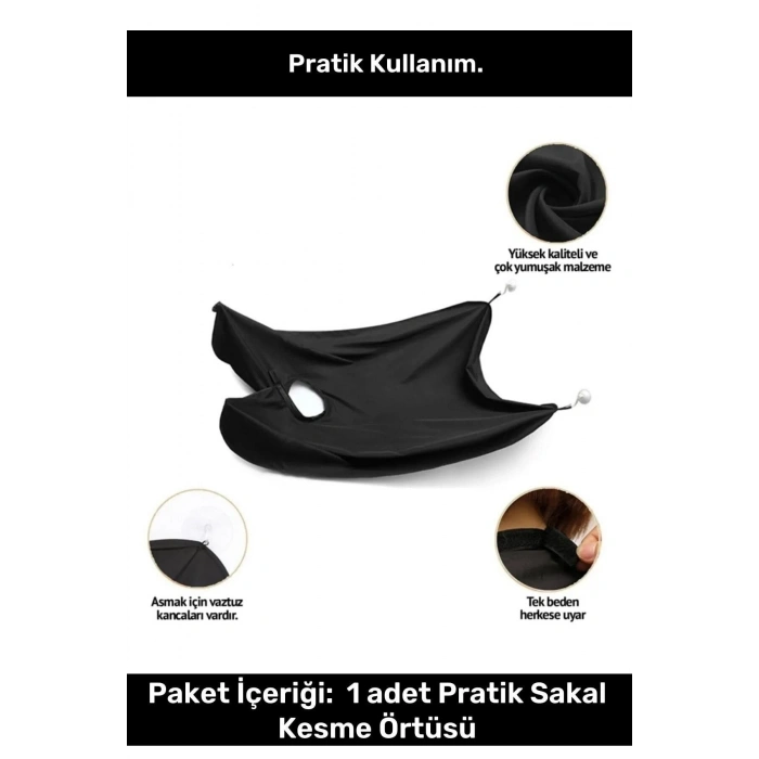 Pratik Vakumlu Aynaya Yapıştırma Aparatlı Evde Saç Sakal Kesme Beyaz Tıraş Örtüsü
