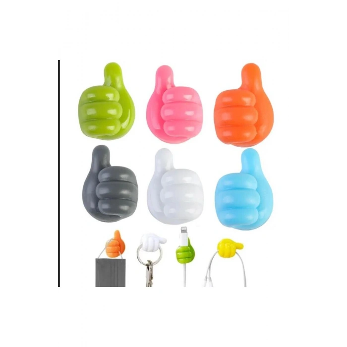 6lı El Model Yapışkanlı Fiş Askısı Kablo Tutucu Düzenleyici Organizer Set
