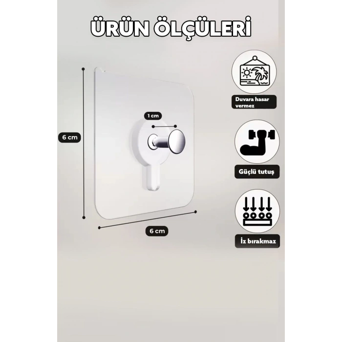 1 Adet Ultra Güçlü Vantuzlu Askı Çerçeve Askısı Vidalı Kanca Yapışkanlı Dayanıklı Şeffaf Raf Tutucu