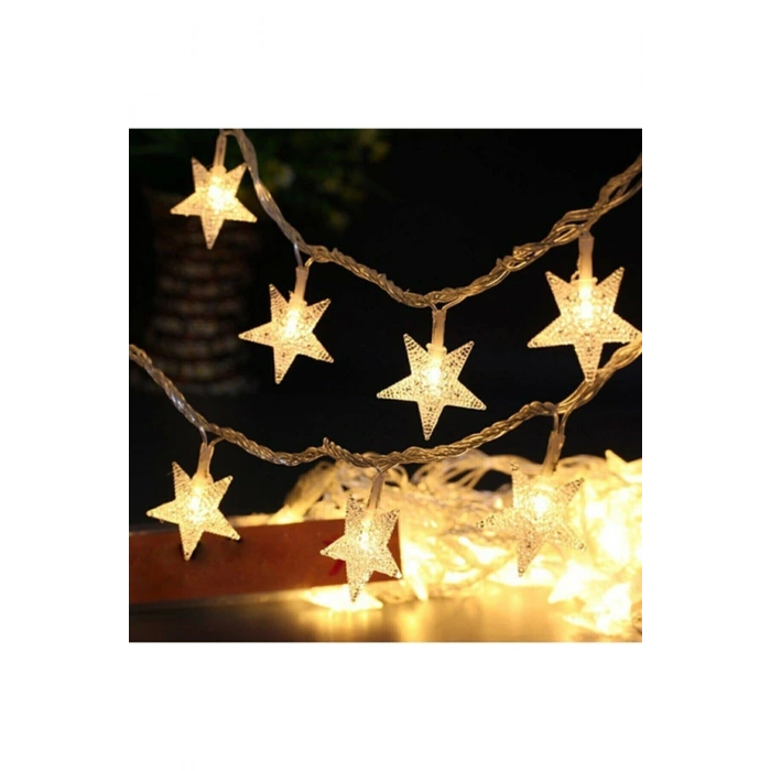 Dekoratif Fişli 5 Metre Yıldızlı Pirinç Led Günışığı Renk Ramazan Süsü