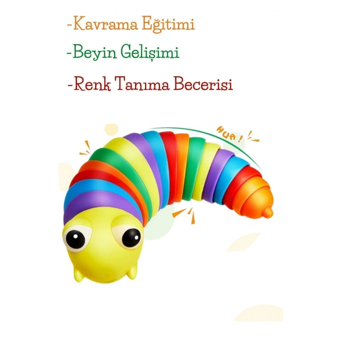 Çocuklar İçin Eğlenceli, Stres ve Anksiyete giderici Montessori Zeka Eğitici Renkli Tırtıl Oyuncağı