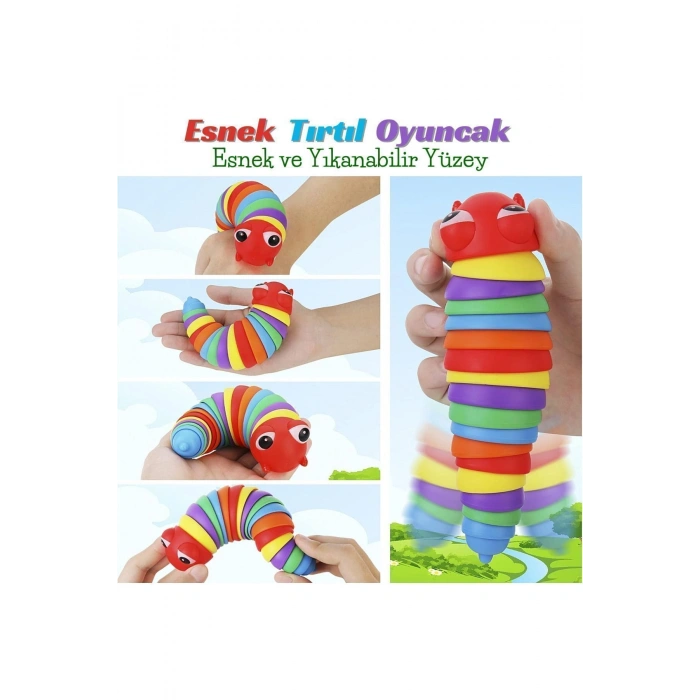 Çocuklar İçin Eğlenceli, Stres ve Anksiyete giderici Montessori Zeka Eğitici Renkli Tırtıl Oyuncağı