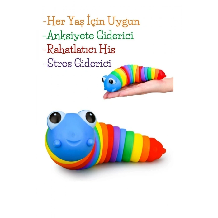 Çocuklar İçin Eğlenceli, Stres ve Anksiyete giderici Montessori Zeka Eğitici Renkli Tırtıl Oyuncağı