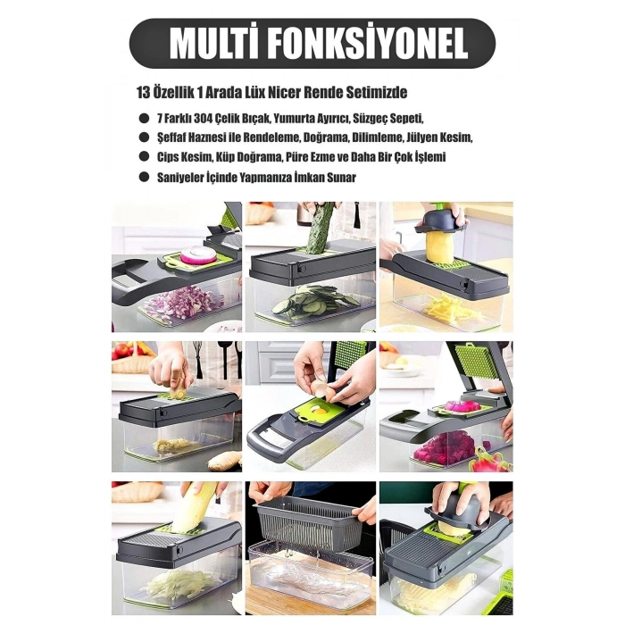 Patates Sebze Küp Rende Doğrayıcı Dicer Mandolin Dilimleyici Jülyen Kesici Mutfak Chopper