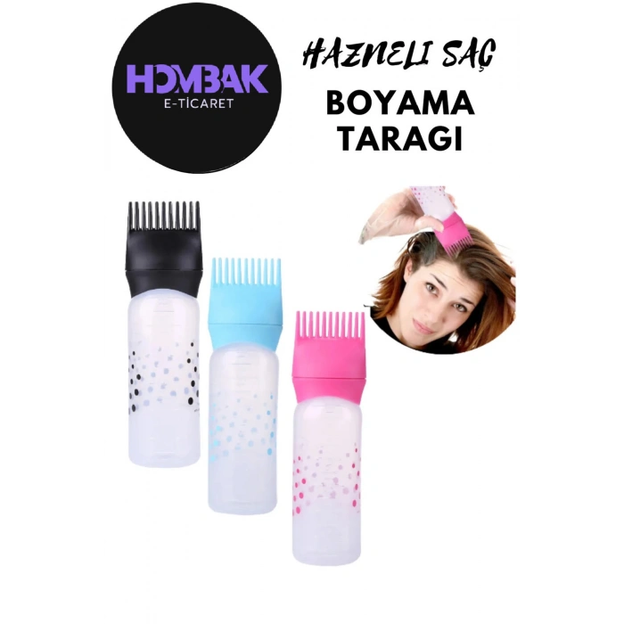 Taraklı Saç Boyama Şişesi Saç Bakım Yağı Uygulama Tarağı Saç Dip Boyama