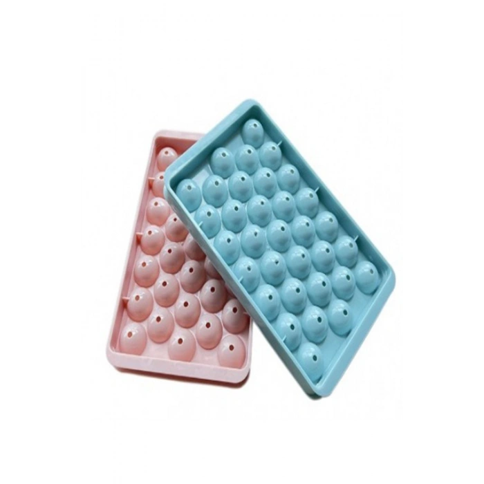 2li Set Küre Buz Kalıbı Kapaklı 33 Hazneli Yuvarlak Buz Kalıbı Kokteyl Sunum Buz Kalıbı (20x12 Cm)