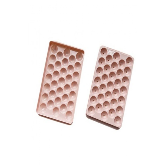 2li Set Küre Buz Kalıbı Kapaklı 33 Hazneli Yuvarlak Buz Kalıbı Kokteyl Sunum Buz Kalıbı (20x12 Cm)