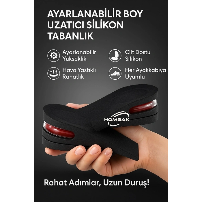 5 Cm Boy Uzatıcı Tabanlık 1 Çift Hava Yastıklı Uzatan 35-44 No Ayakkabı Tabanlığı Gizli Topuk