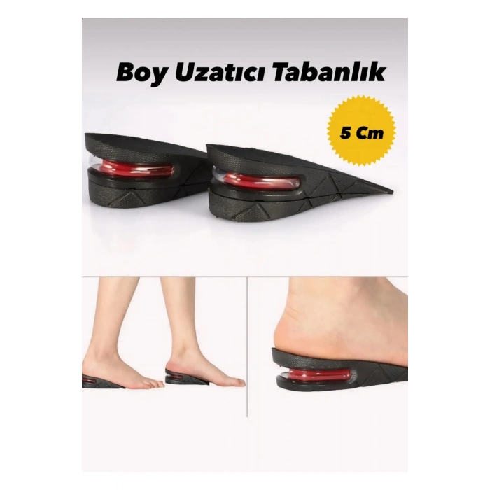 5 Cm Boy Uzatıcı Tabanlık 1 Çift Hava Yastıklı Uzatan 35-44 No Ayakkabı Tabanlığı Gizli Topuk