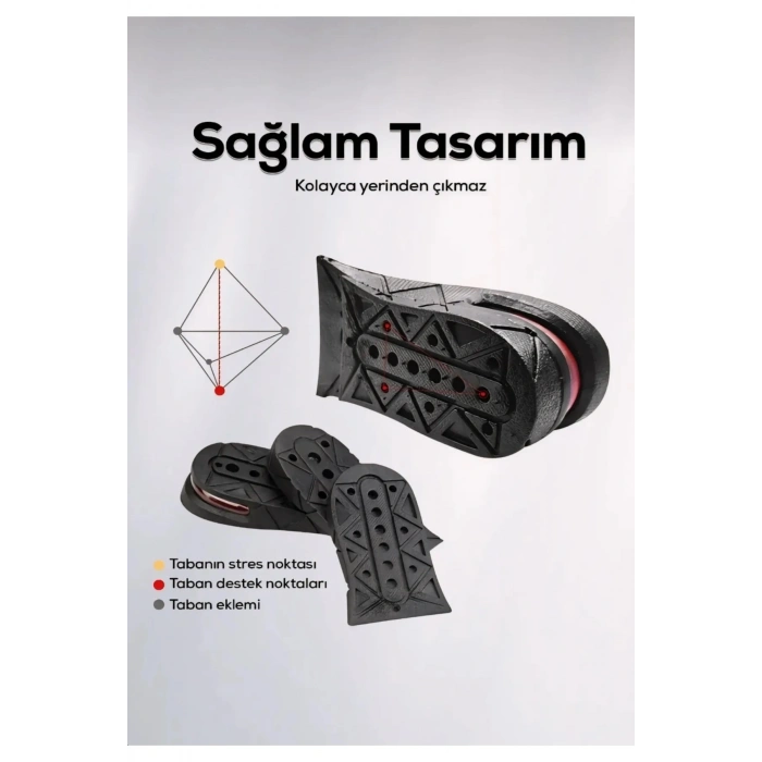 5 Cm Boy Uzatıcı Tabanlık 1 Çift Hava Yastıklı Uzatan 35-44 No Ayakkabı Tabanlığı Gizli Topuk