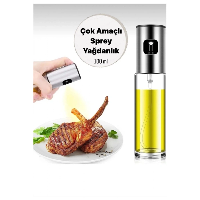 Çok Amaçlı Spreyli Sızdırmaz Cam Şişe Yağdanlık / Airfryer Sirke Yağ Püskürtücü Dağıtıcı Sprey 100ml