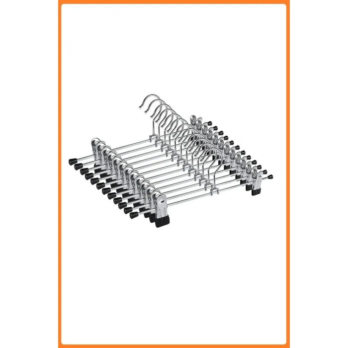 20 Adet Mandallı Metal Pantolon & Etek Askısı Gümüş Renk