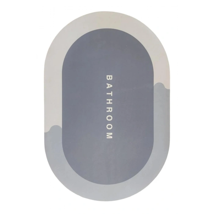 Krem Oval Sihirli Su Emici Banyo Paspası Kaymaz Tabanlı Abdest Paspası 3 Mm 38x58