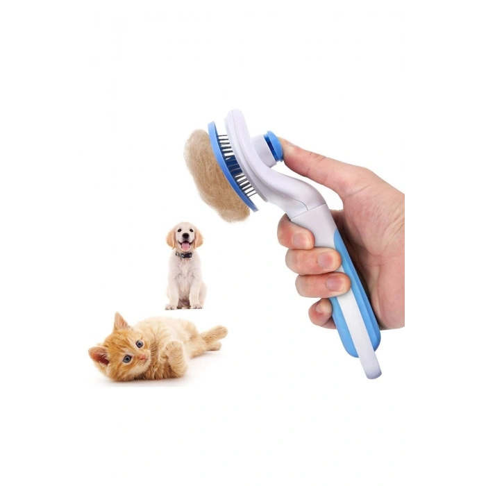 Otomatik Temizlenen Tuşlu Kedi Köpek Tarağı Evcil Hayvan Fırçası