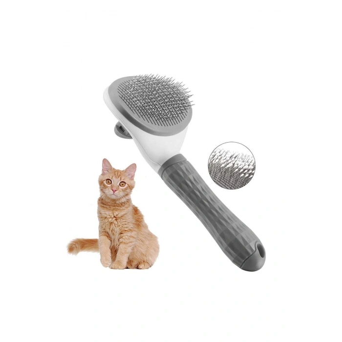 Otomatik Temizlenen Tuşlu Kedi Köpek Tarağı Evcil Hayvan Fırçası