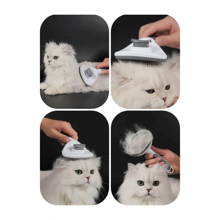 Otomatik Temizlenen Tuşlu Kedi Köpek Tarağı Evcil Hayvan Fırçası