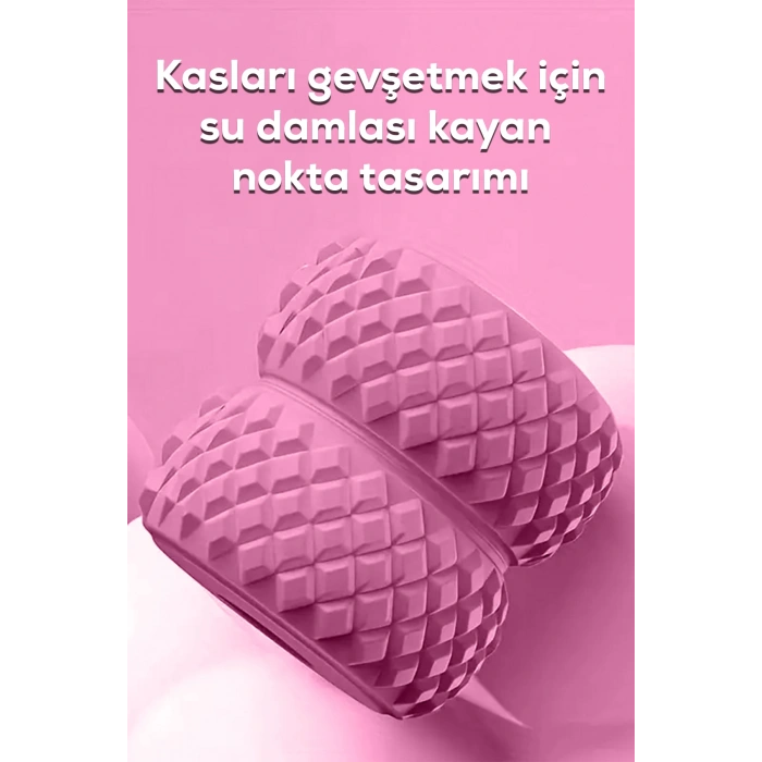 Sıkılaştırıcı Masaj Aleti- 13 Tekerlekli Kas Gevşetici Lenf Drenaj Rulosu Pembe