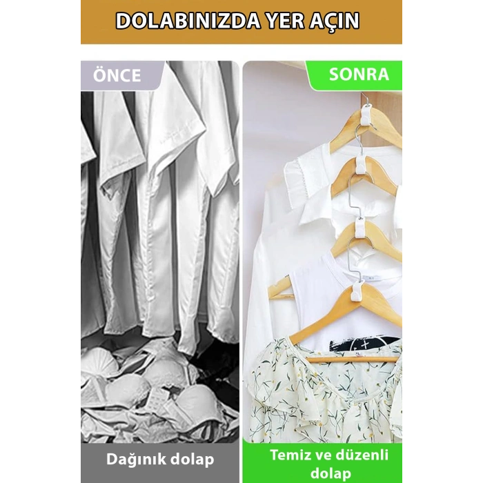 Dolap İçi Askı Çoğaltıcı 10 Adet Gardırop Raf İçi Düzenleyici Kanca Kapı Arkası Askılık