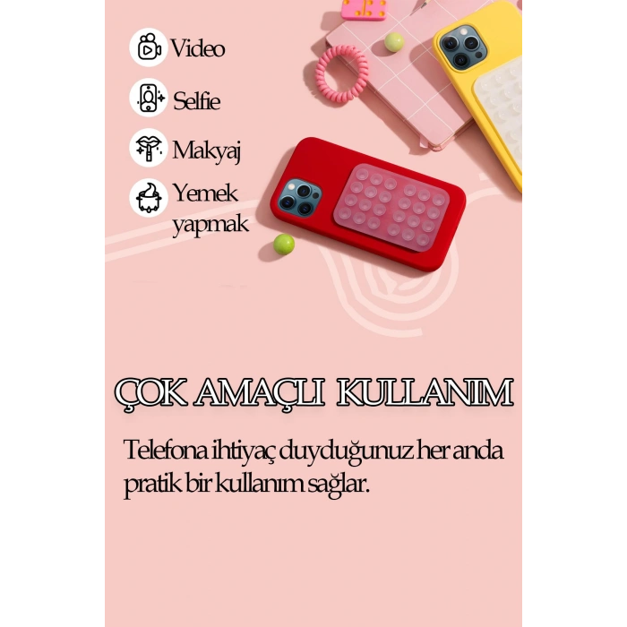 Vantuzlu Telefon Kılıfı Siyah Aynaya Cama Yapışkanlı Tutucu Iphone Samsung Huawei Oppo Uyumlu