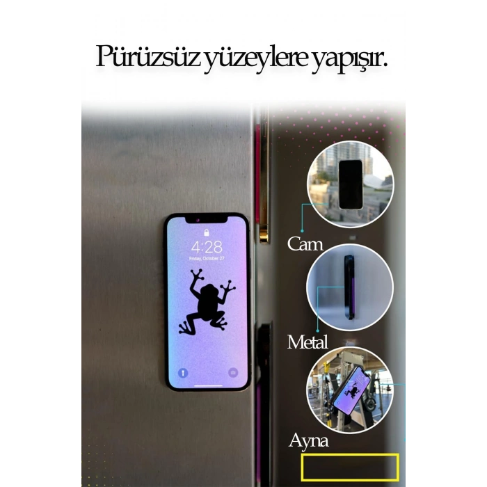Vantuzlu Telefon Kılıfı Siyah Aynaya Cama Yapışkanlı Tutucu Iphone Samsung Huawei Oppo Uyumlu