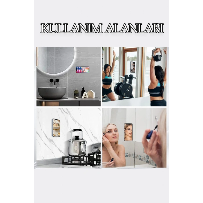 Vantuzlu Telefon Kılıfı Siyah Aynaya Cama Yapışkanlı Tutucu Iphone Samsung Huawei Oppo Uyumlu