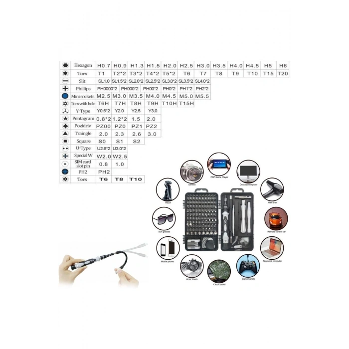 Hassas Tornavida Seti Bilgisayar Pc Telefon Onarım Aracı Seti Manyetik 115 in 1 Tornavida Seti