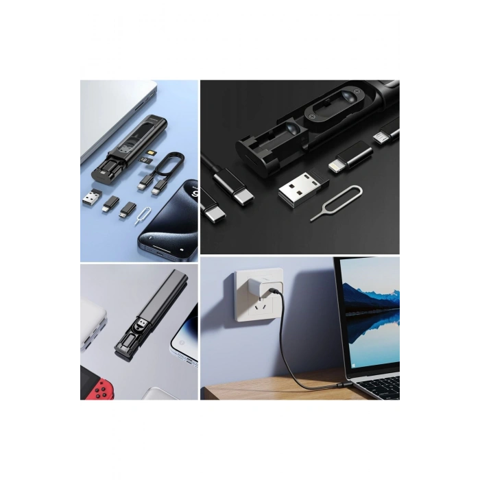 Cep Tipi 60W Bas Aç Type-C,İphone Şarj,Micro USB Hızlı Şarj Data Kablo Seti