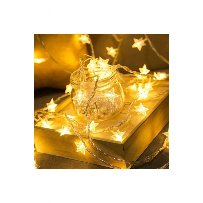 20 Adet Mini Yıldız Led 5 Metre Günışığı Rengi Dekoratif Led