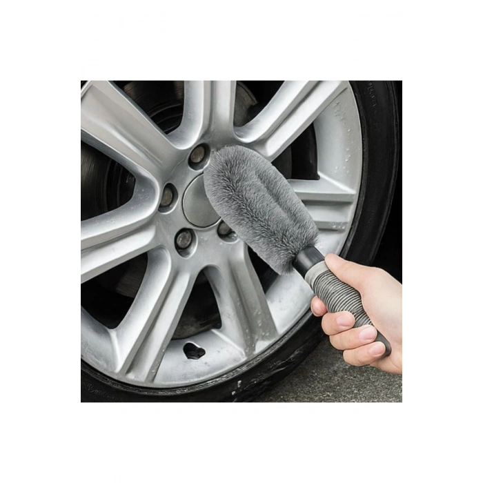 Gri Oto Jant Temizleme Fırçası – Ergonomik Saplı, Lastik ve Jant Detay Temizliği İçin Güçlü Kıllı Fı