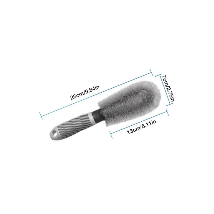 Gri Oto Jant Temizleme Fırçası – Ergonomik Saplı, Lastik ve Jant Detay Temizliği İçin Güçlü Kıllı Fı
