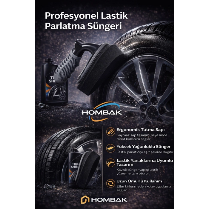 Profesyonel Araç Lastik Parlatma Süngeri Ergonomik Saplı Oto Lastik Parlatıcı Aplikatör