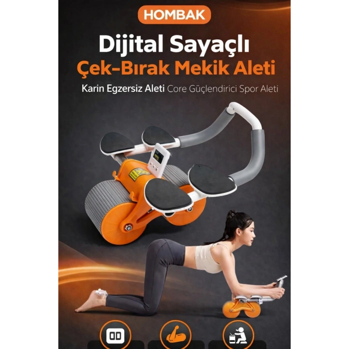 Dijital Sayaçlı Çek-Bırak Mekik Aleti Karın Egzersiz Aleti Core Güçlendirici Evde Spor Fitness Aleti