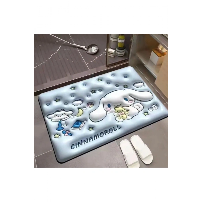 Emojili Sihirli Su Emici Banyo Paspası Kaymaz Tabanlı Abdest Paspası 3,5 Mm 40x60