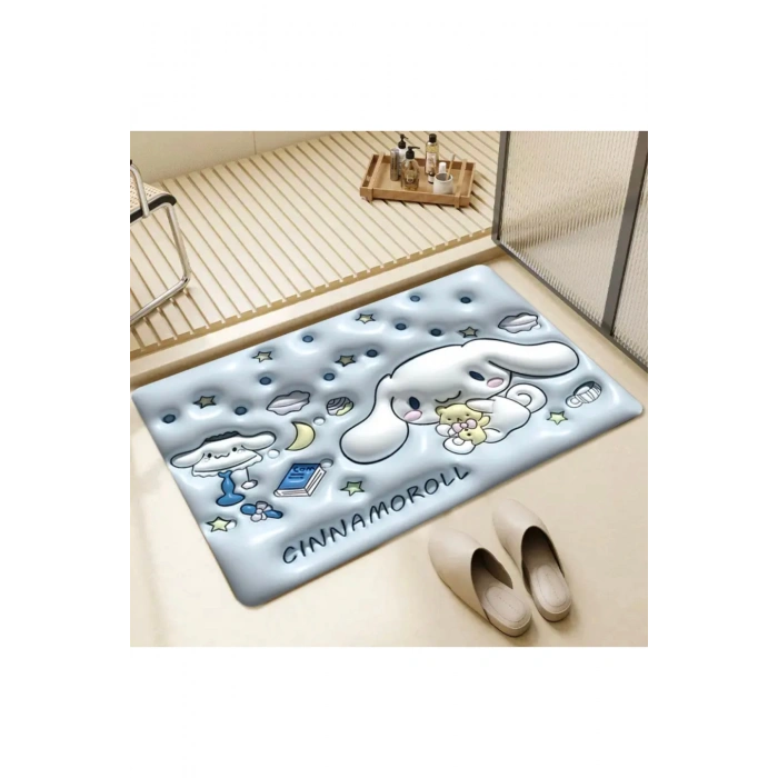 Emojili Sihirli Su Emici Banyo Paspası Kaymaz Tabanlı Abdest Paspası 3,5 Mm 40x60