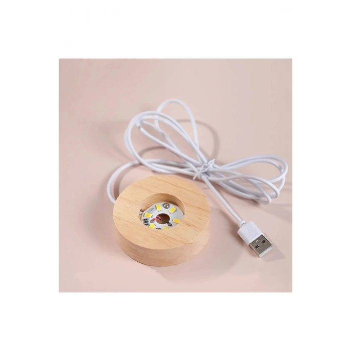 Dekoratif Cam Küre Gece Lambası - USB Girişli, Ahşap Altlıklı, Işıklı Ev ve Ofis Dekoru Hediyelik