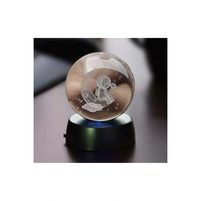 Tasarımlı 3 Boyutlu Işıklı Cam Küre Renk Değiştiren Led Işıklı 3d Cam Küre 3renkli