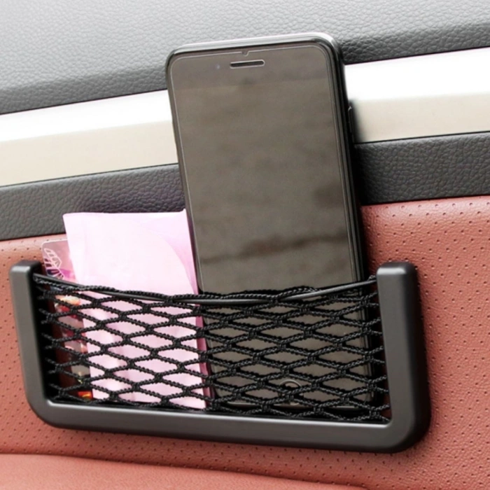 Araç İçi Fileli Pratik Göz Telefon İçin Yapışkanlı Fileli Ceplik