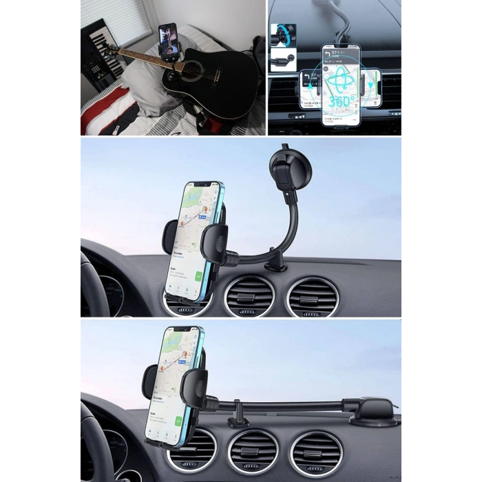 Ayarlanabilir Vakum Kilitli Cam Ve Torpidoya Takılabilen Telefon Tutucu