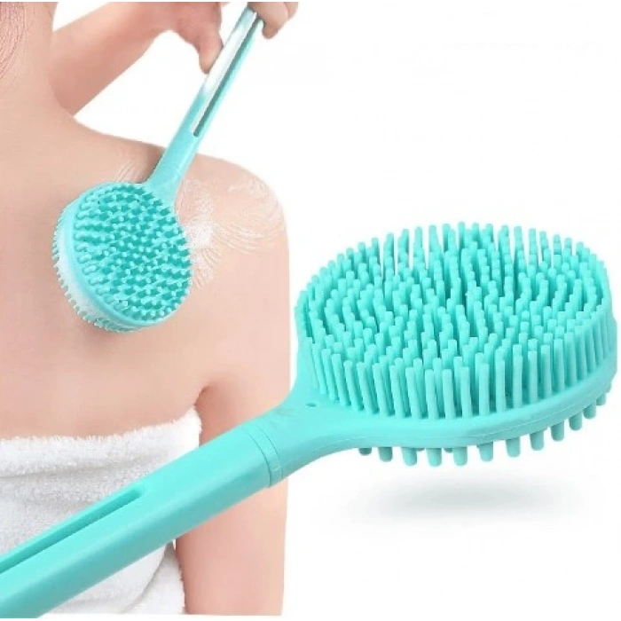 Çift Taraflı Silikon Uzun Saplı  Banyo Fırçası Cm-331