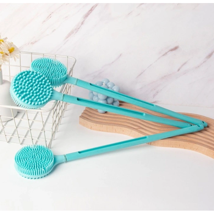 Çift Taraflı Silikon Uzun Saplı  Banyo Fırçası Cm-331