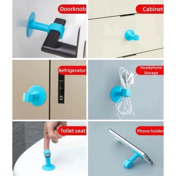 Cm-072 Vantuzlu Geçmeli Kapı Kolu Stoper 4lü Set Beyaz