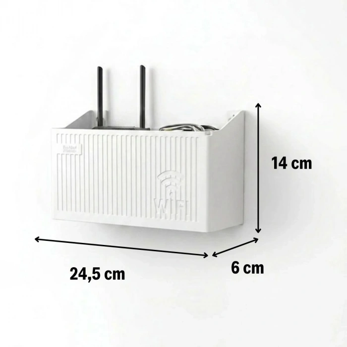 Duvar Tipi Wi-Fi Modem Saklama Kutusu(Beyaz) – Kablo Düzenleyici Router Raf Organizer