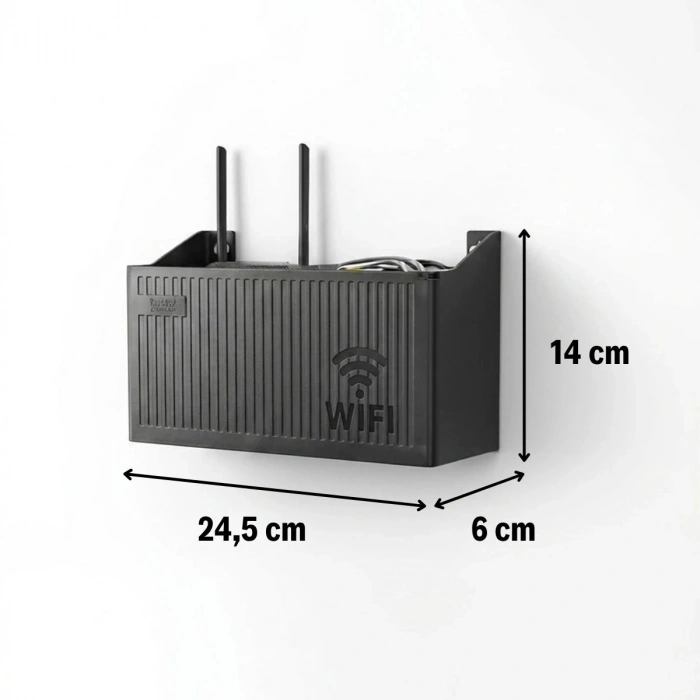 Duvar Tipi Wi-Fi Modem Saklama Kutusu(Siyah) – Kablo Düzenleyici Router Raf Organizer