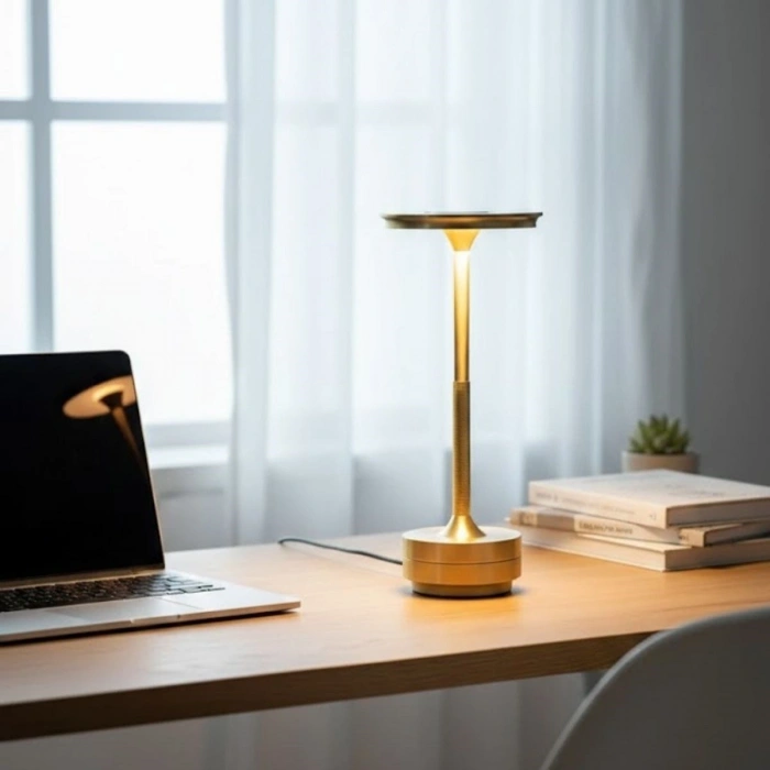 Eskitme Gold Kasa Dokunmatik Şarjlı Masa Lambası – 3 Renk Işık Modlu, LED Aydınlatmalı, Modern & Dekoratif Abajur
